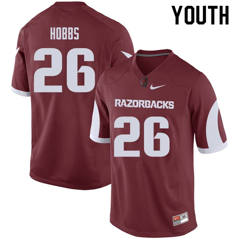 Youth #26 Justice Hobbs Arkansas Razorback College Football Jerseys Sale-Cardinal
